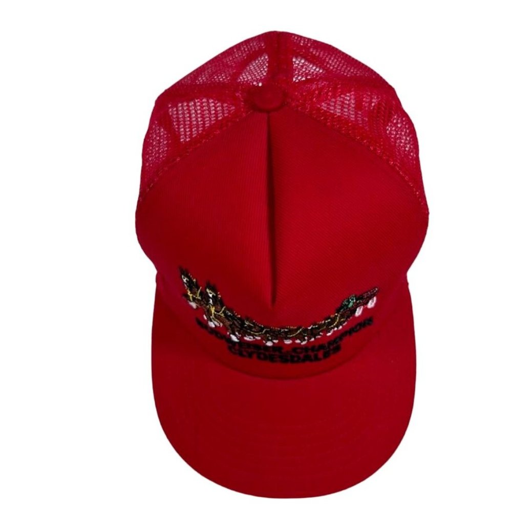 Vintage Budweiser Champion Clydesdales Snapback Trucker Hat RED Stylemaster Cap - Picture 7 of 9